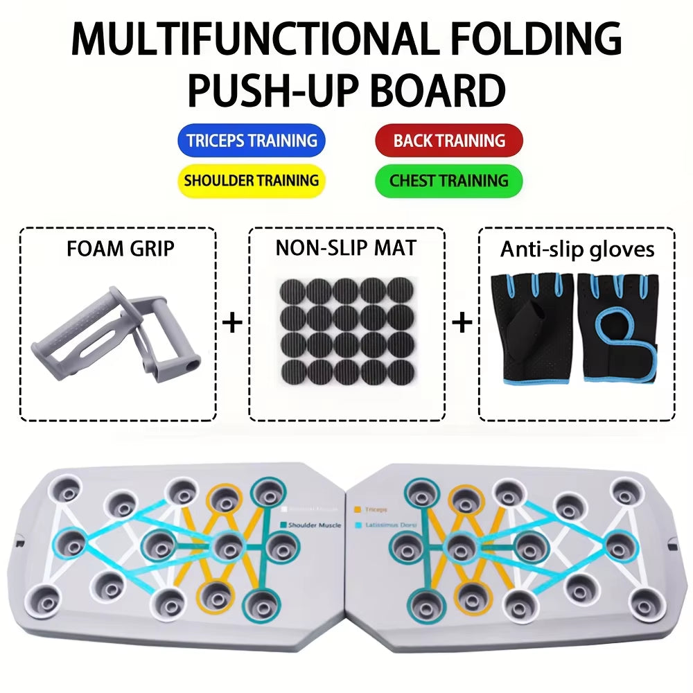 Portable Multifunctional Push-Up Board Set – Foldable Home Workout System for Chest, Arms, Abs & Back
