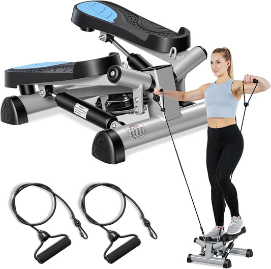 Elevate Your Home Workouts with the Mini Stepper - Cardio Fitness Machine Featuring Resistance Bands and LCD Monitor