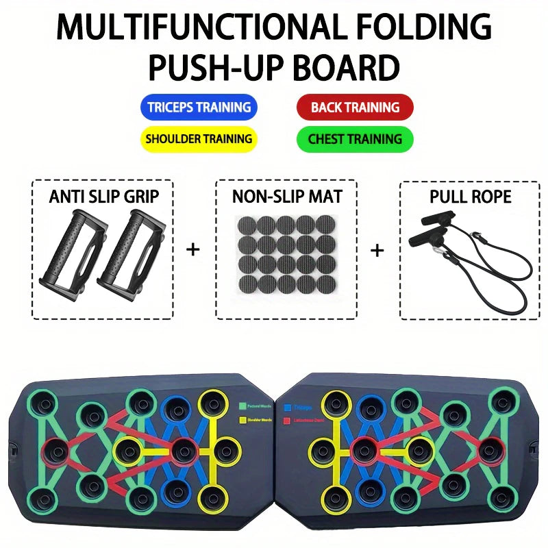 Portable Multifunctional Push-Up Board Set – Foldable Home Workout System for Chest, Arms, Abs & Back