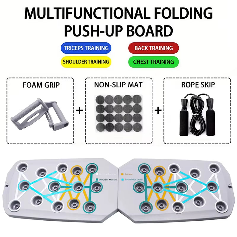 Portable Multifunctional Push-Up Board Set – Foldable Home Workout System for Chest, Arms, Abs & Back