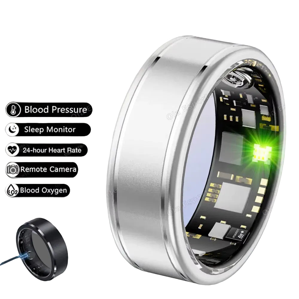 New Blood Pressure Sleep Health Monitor Smart Ring Sport Remote Camera Smartring IP68 Waterproof Care for Family Rings Men Women